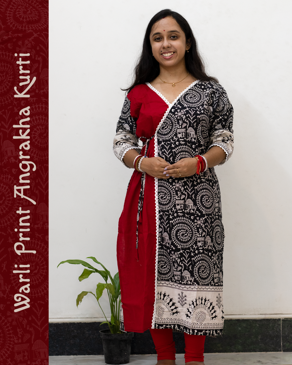 Warli Print Angrakha Kurti