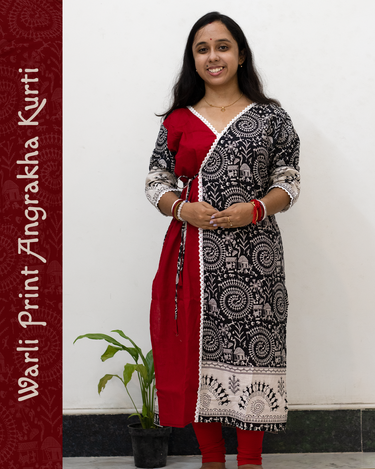 Warli Print Angrakha Kurti