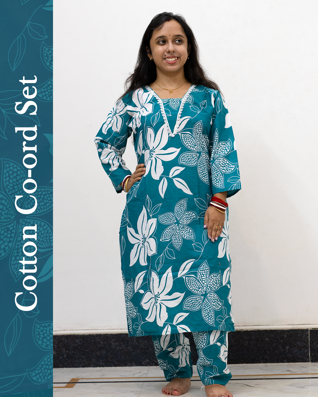 V Neck Cotton Co-Ord Set