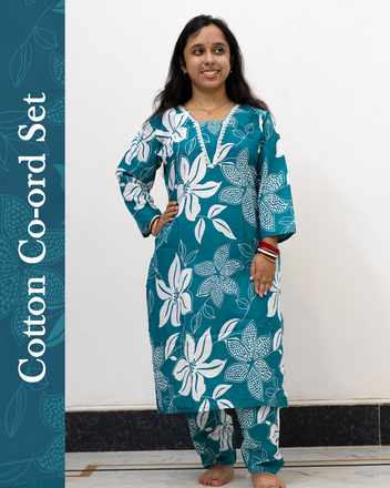 V Neck Cotton Co-Ord Set