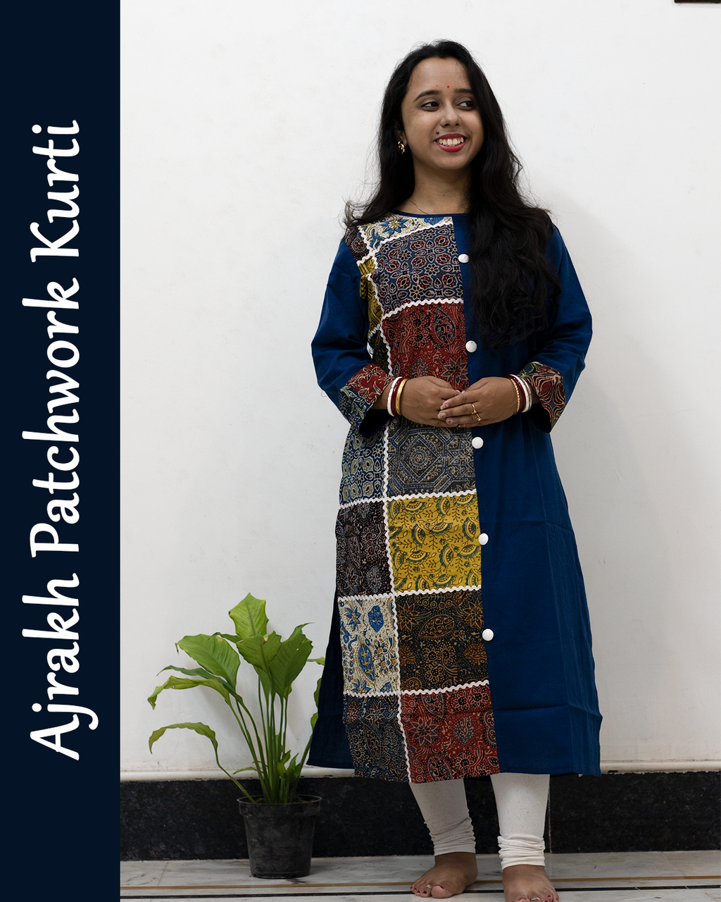 Ajrakh Patch with Lace Work Kurti