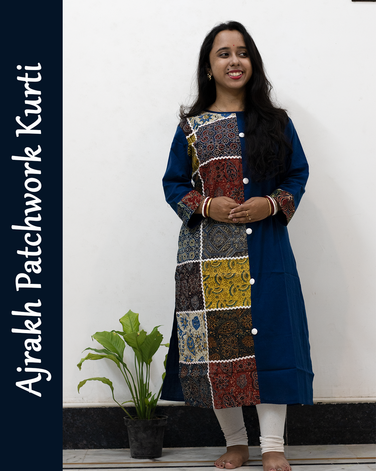 Ajrakh Patch with Lace Work Kurti