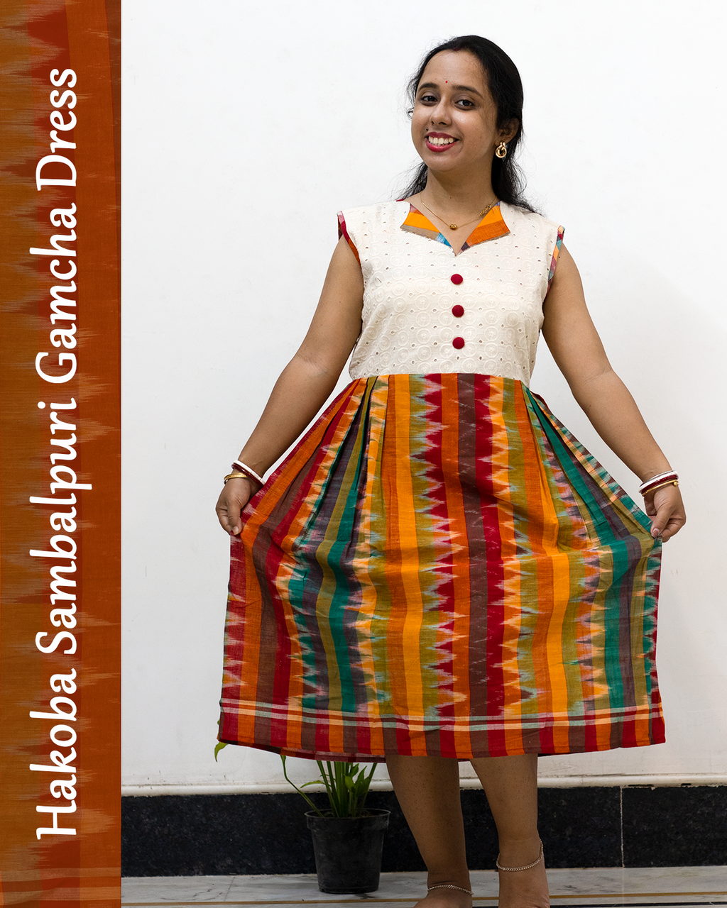Hakoba Sambalpuri Gamcha Short Dress