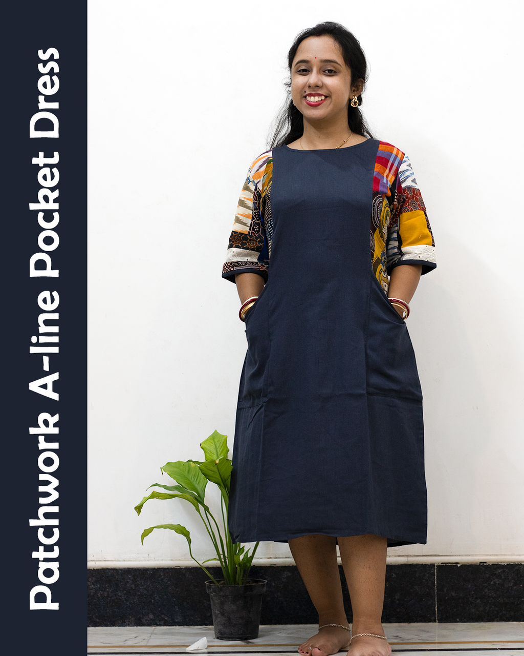 Patchwork A-Line Pocket Dress