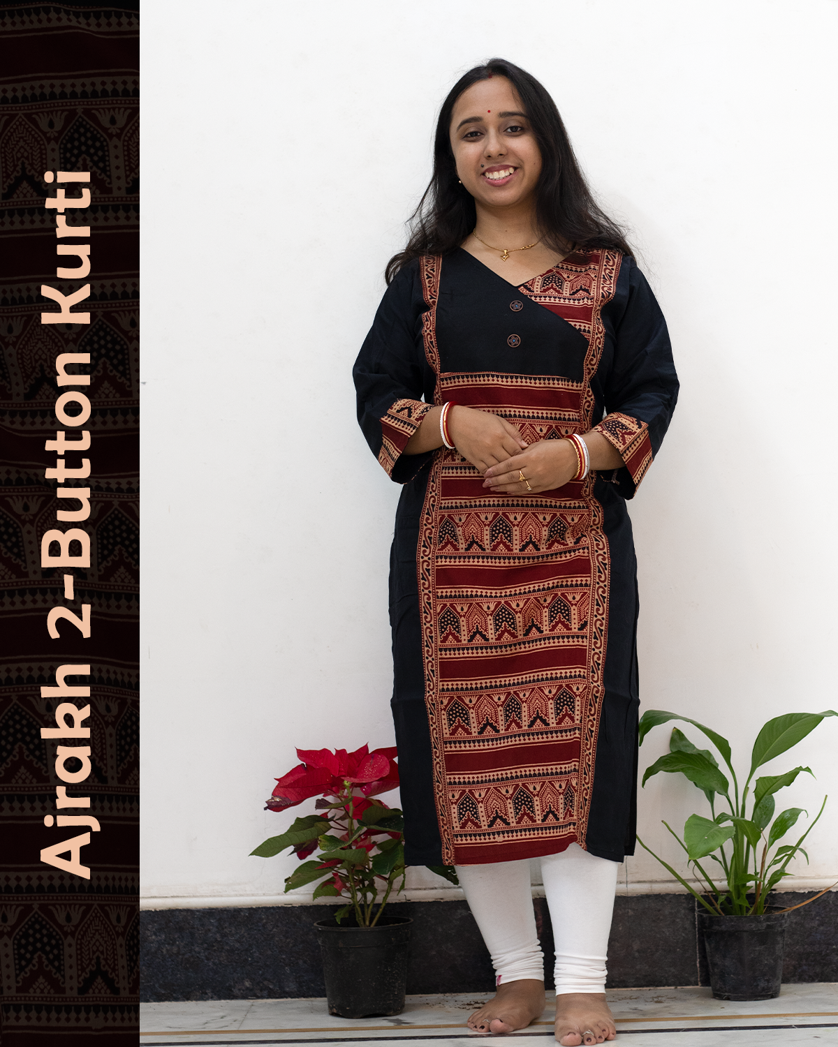 Ajrakh 2 Button Kurti