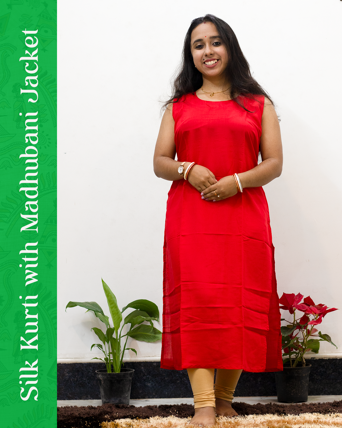 Silk Kurti with Madhubani Jacket