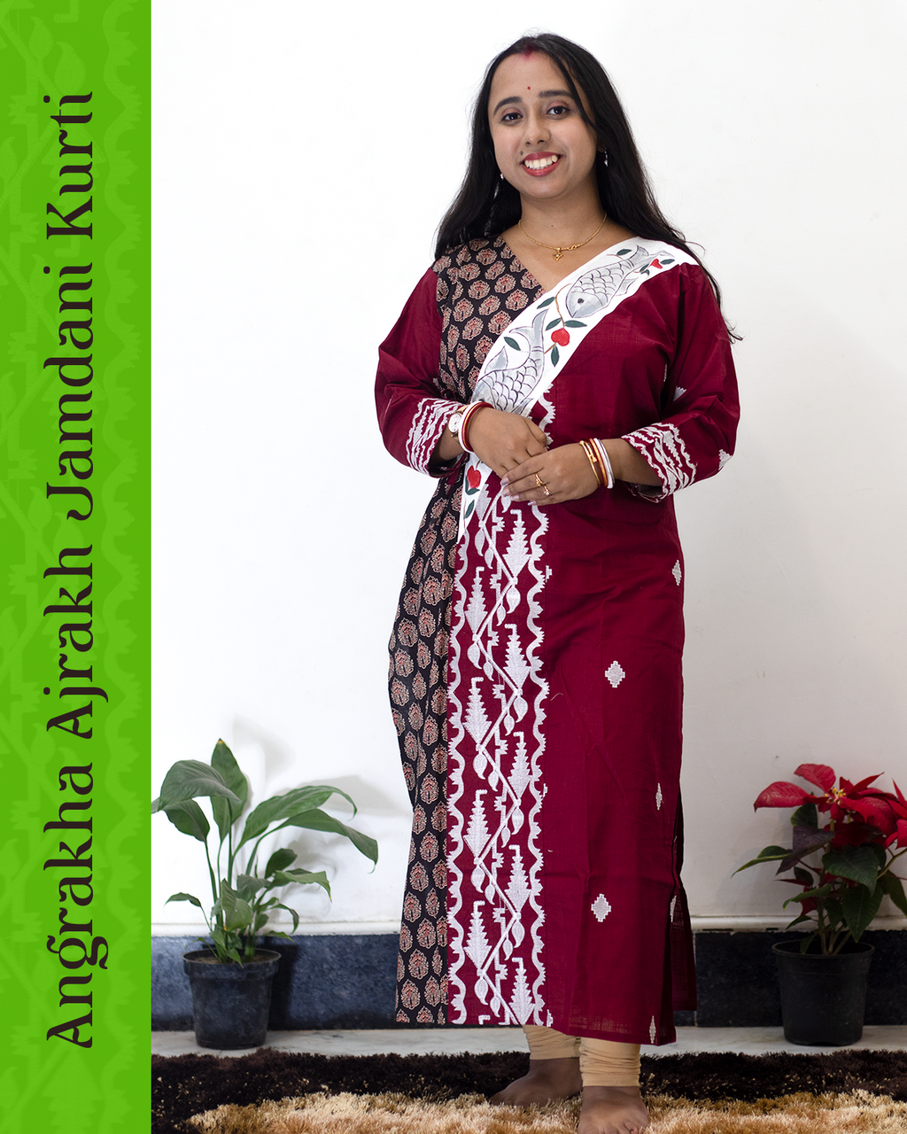 Angrakha Ajrakh Jamdani Kurti