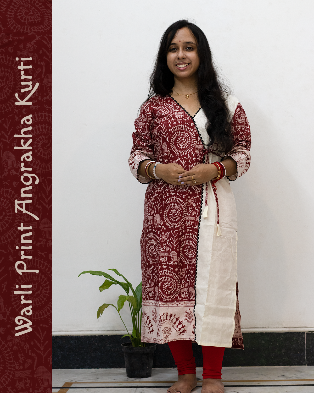 Warli Print Angrakha Kurti