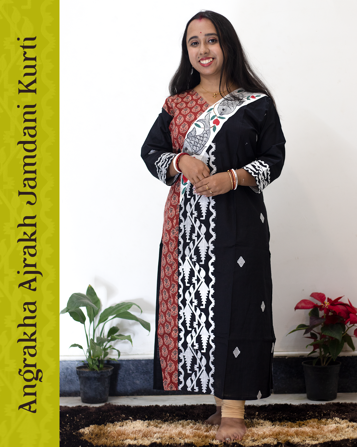 Angrakha Ajrakh Jamdani Kurti