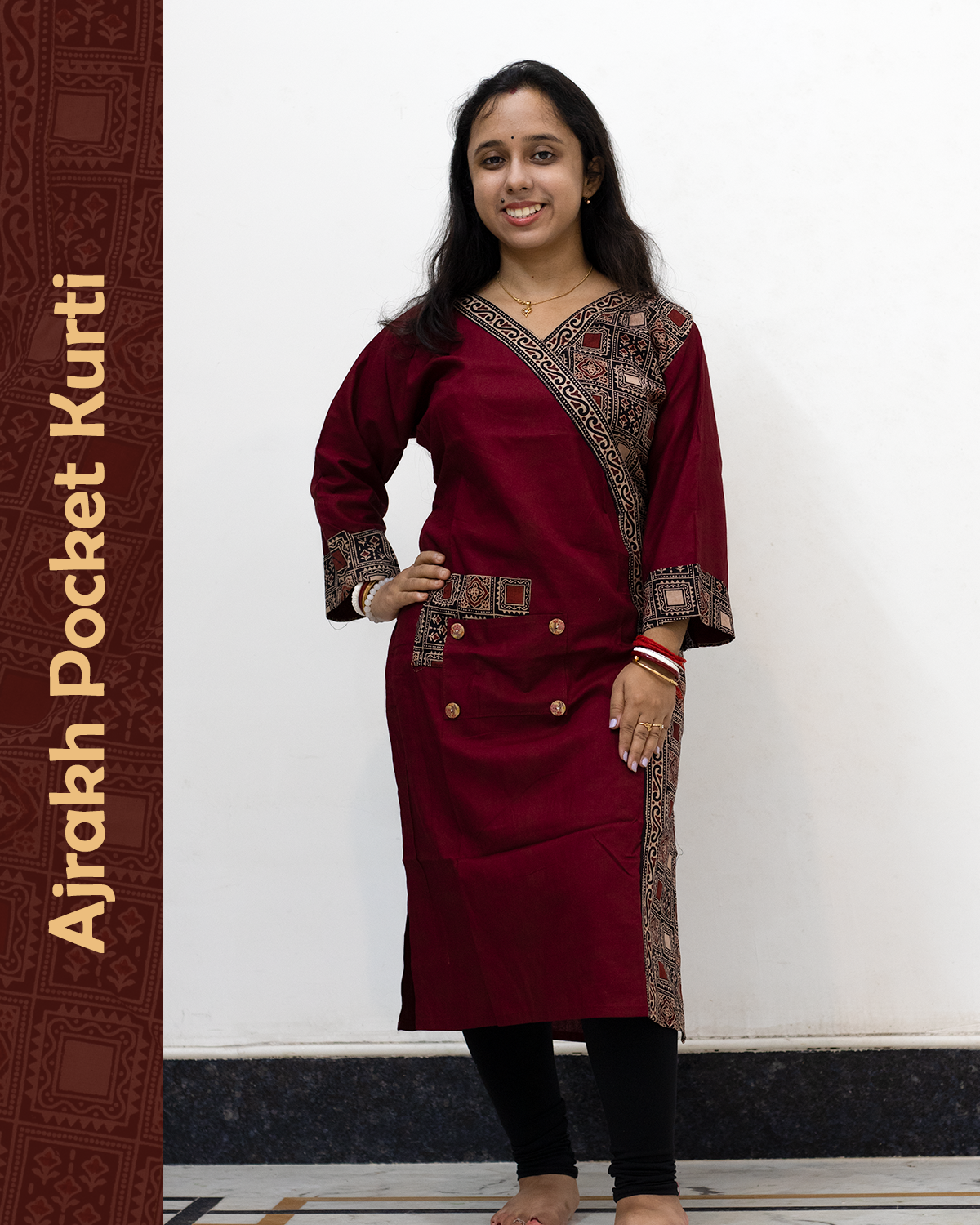 Ajrakh Angrakha Pocket Kurti