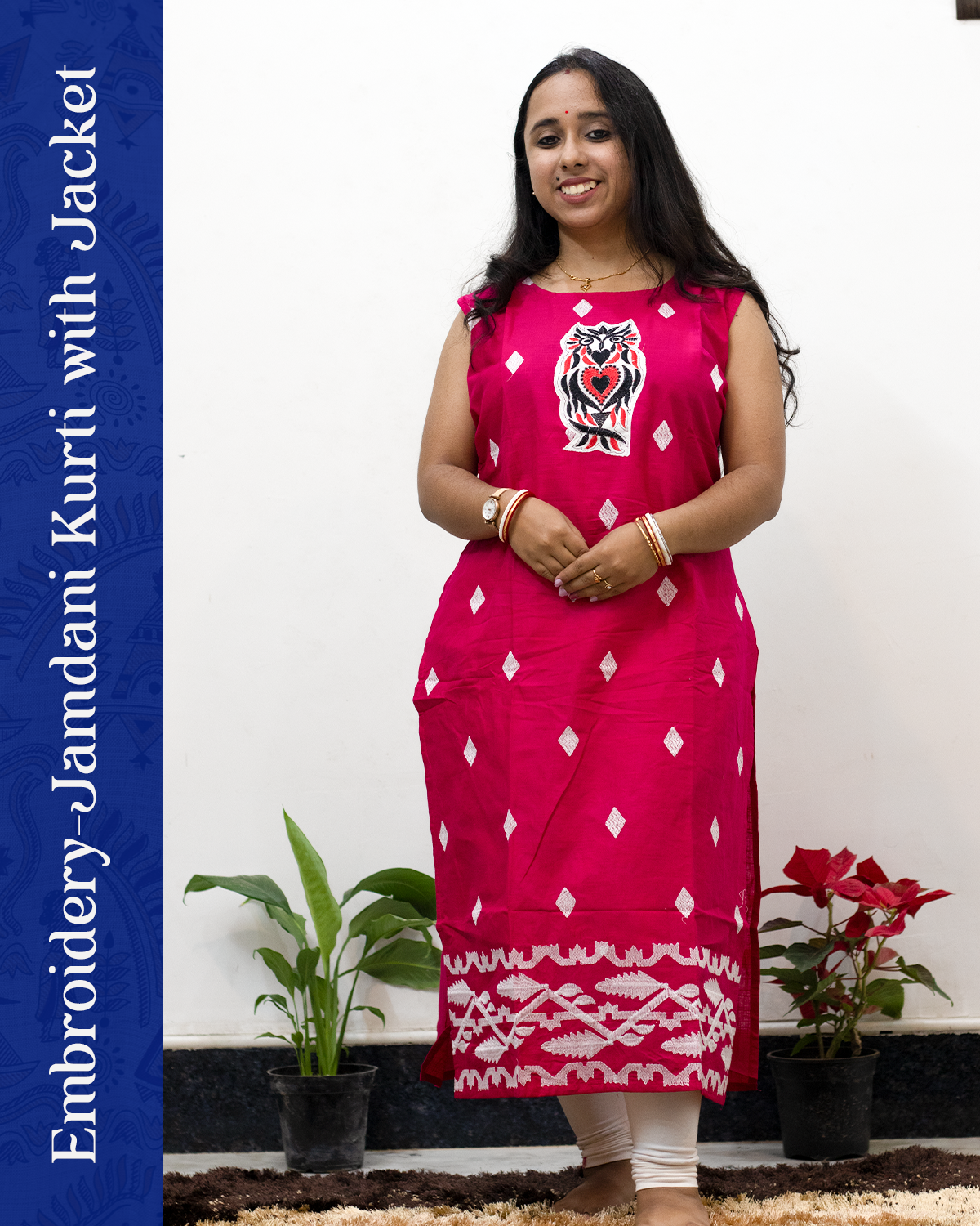 Embroidery Jamdani Kurti with Jacket