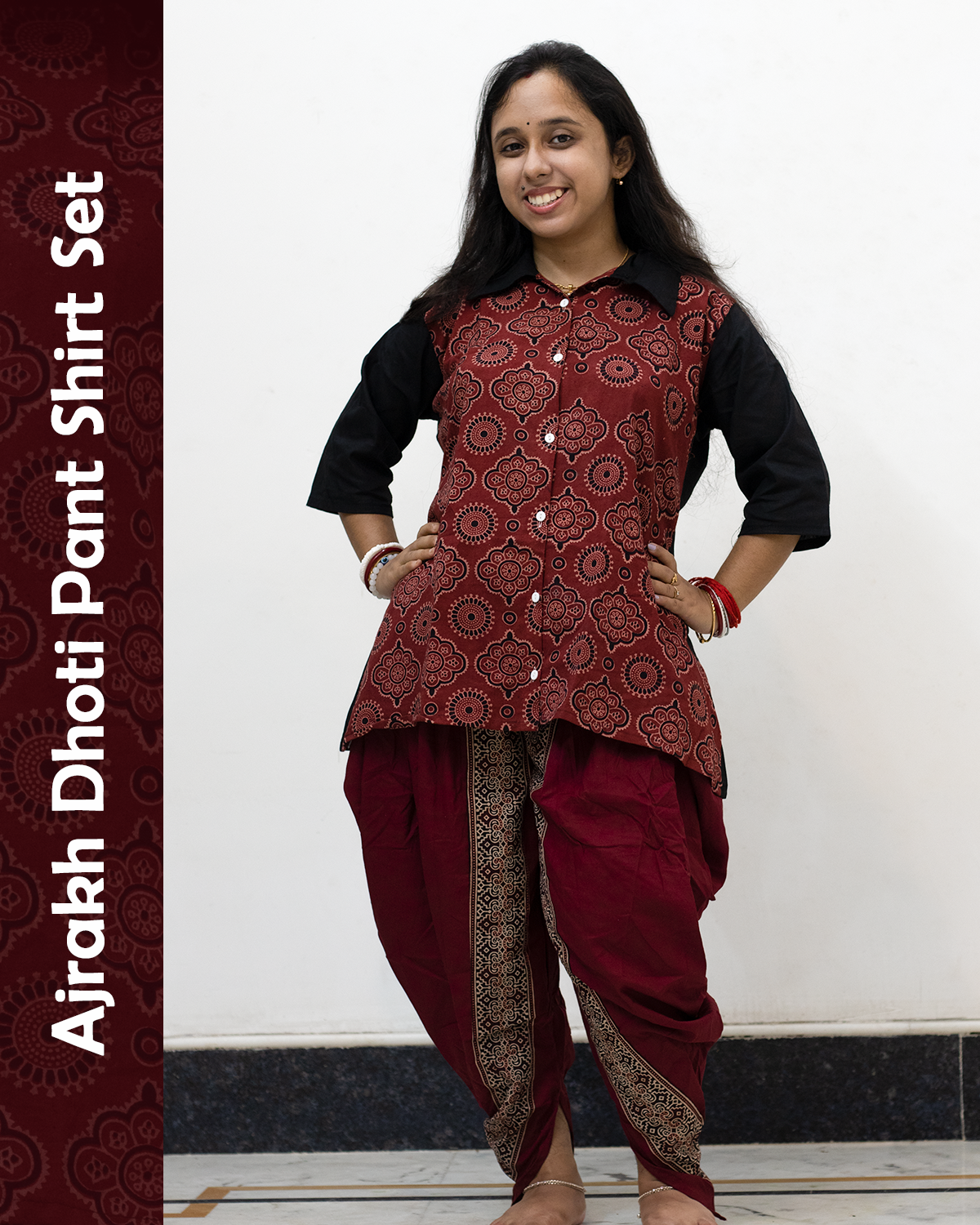 Ajrakh Dhoti Pant Shirt Set