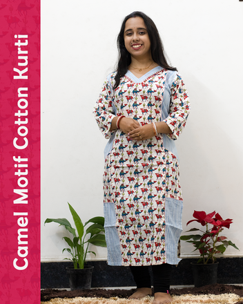 Jaipuri Camel Motif Cotton Kurti