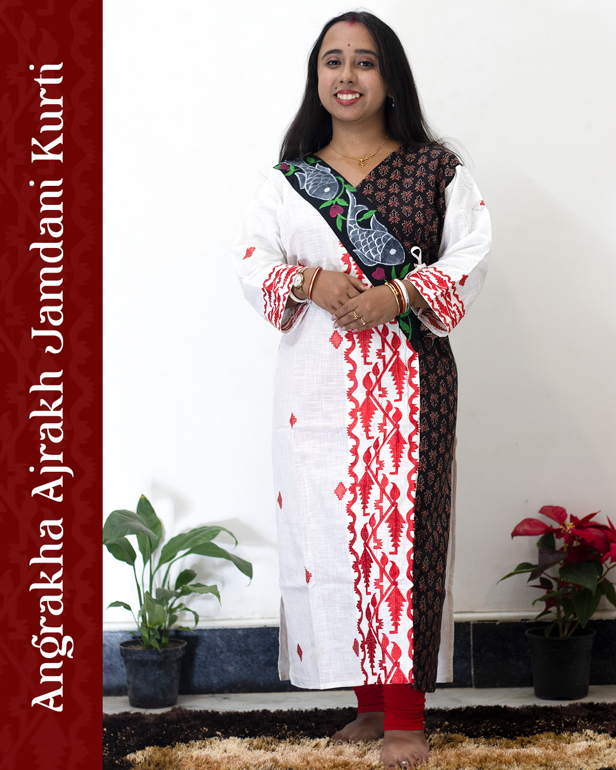 Angrakha Ajrakh Jamdani Kurti