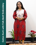Folk Motif Embroidered Cotton Kurti