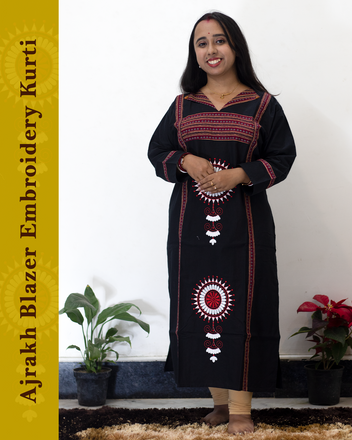 Ajrakh Blazer Embroidered Kurti