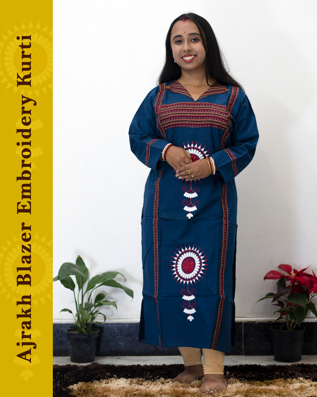 Ajrakh Blazer Embroidered Kurti