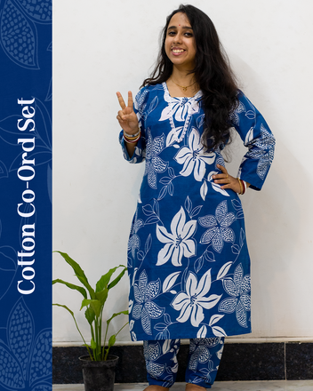 V Neck Cotton Co-Ord Set