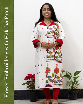 Flower Embroidery with Hakoba Patch