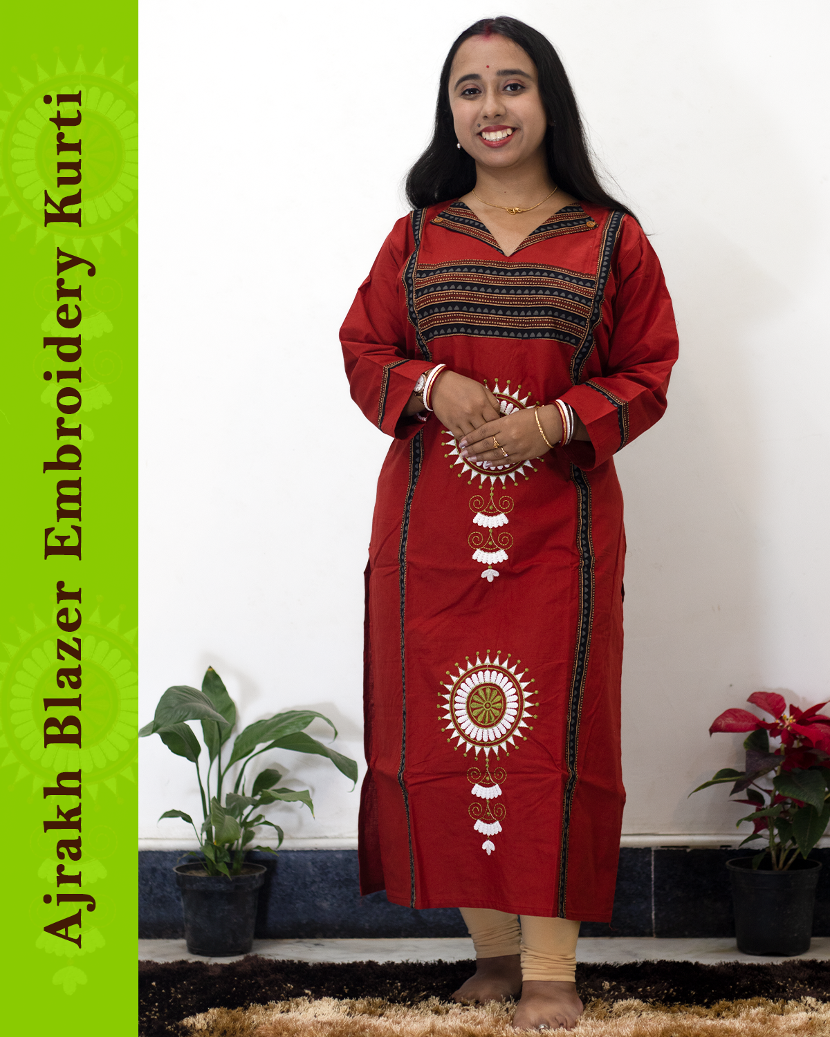 Ajrakh Blazer Embroidered Kurti