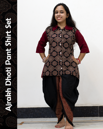 Ajrakh Dhoti Pant Shirt Set