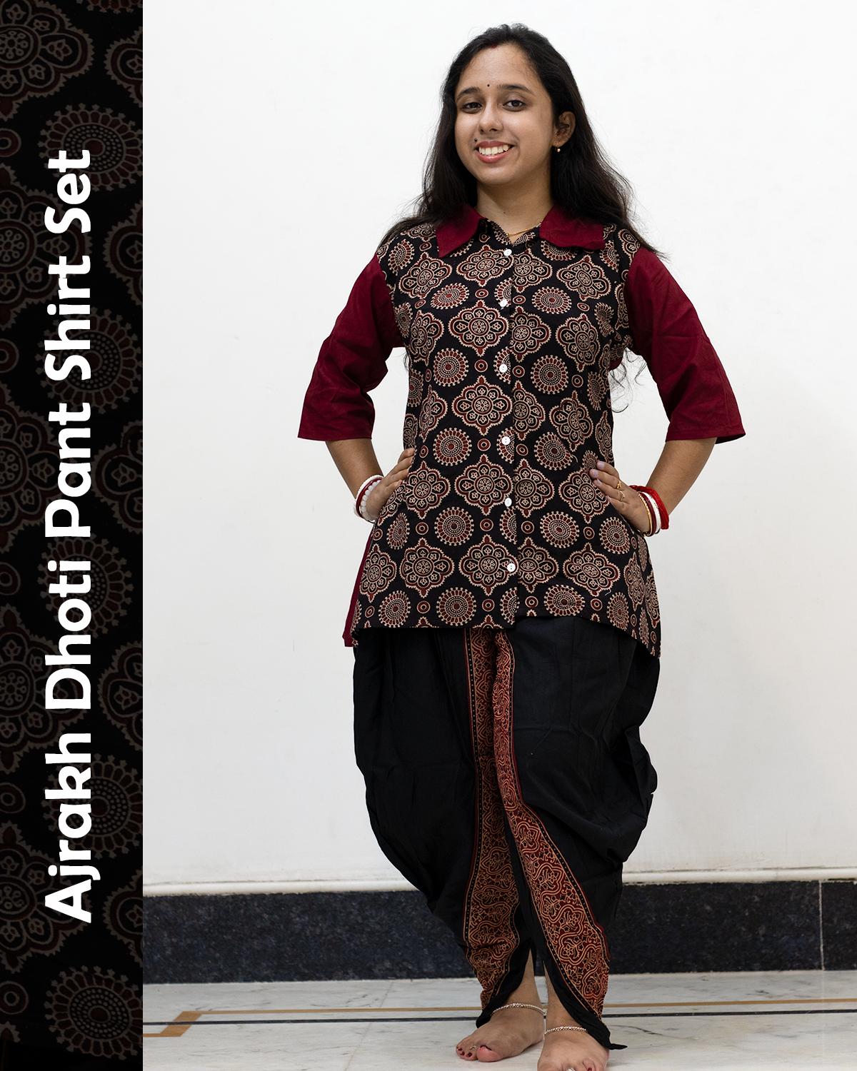 Ajrakh Dhoti Pant Shirt Set