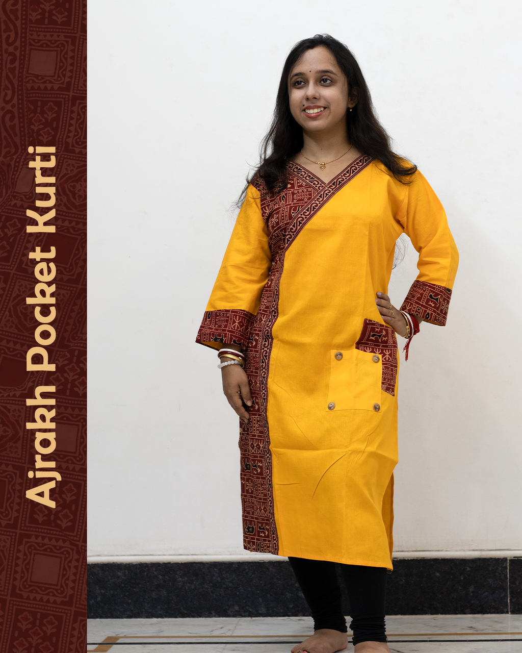 Ajrakh Angrakha Pocket Kurti