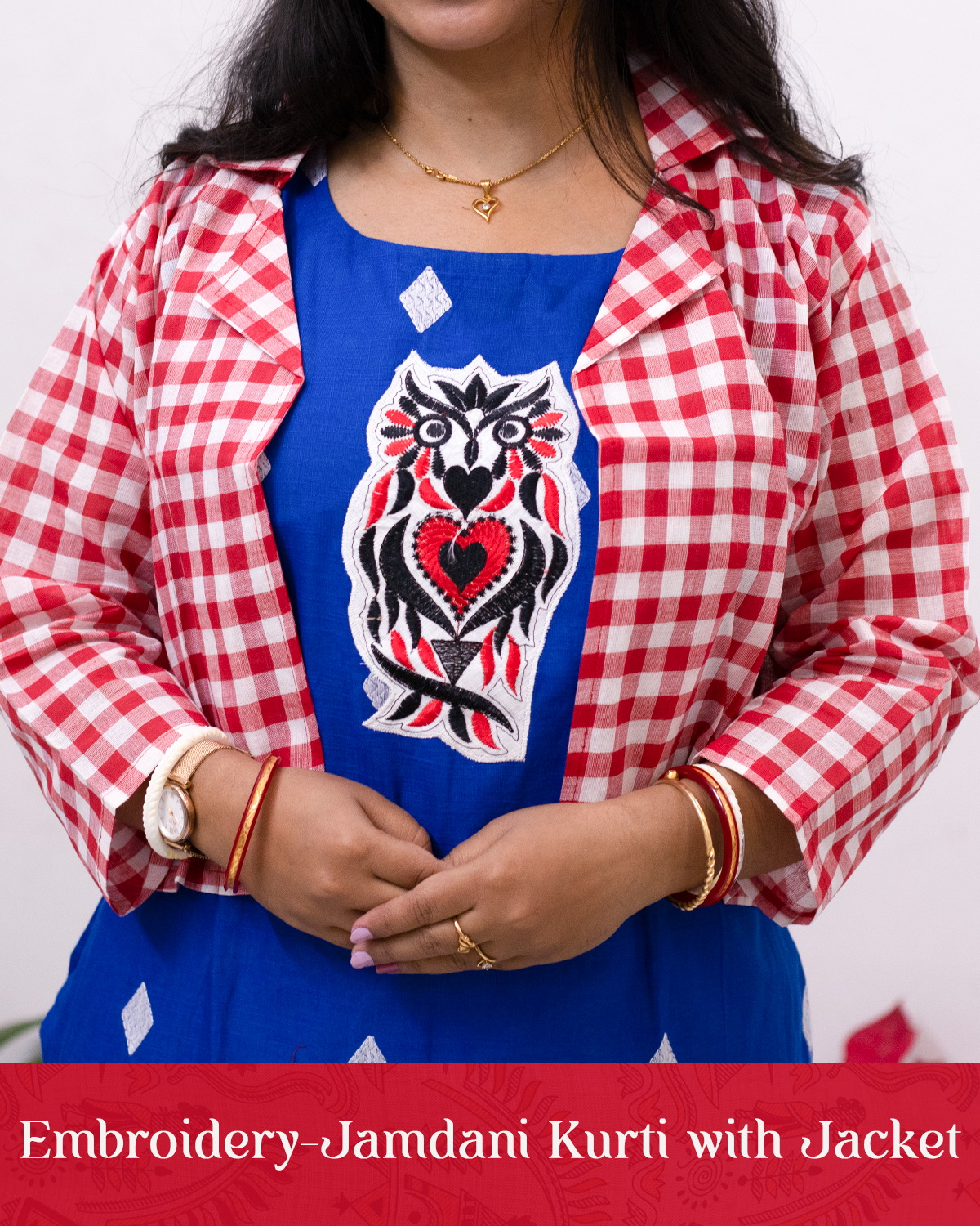 Embroidery Jamdani Kurti with Jacket
