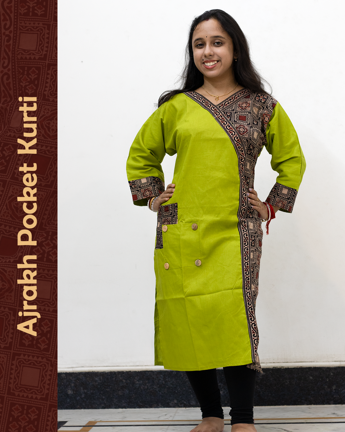 Ajrakh Angrakha Pocket Kurti