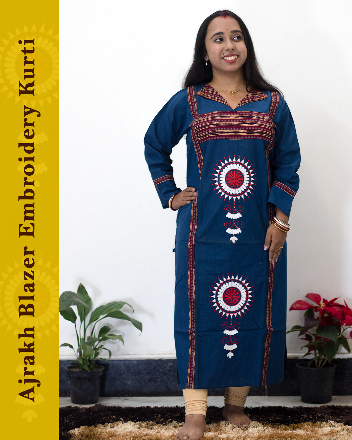 Ajrakh Blazer Embroidered Kurti