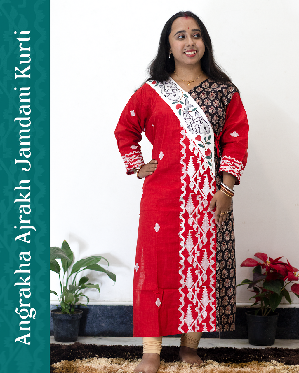 Angrakha Ajrakh Jamdani Kurti
