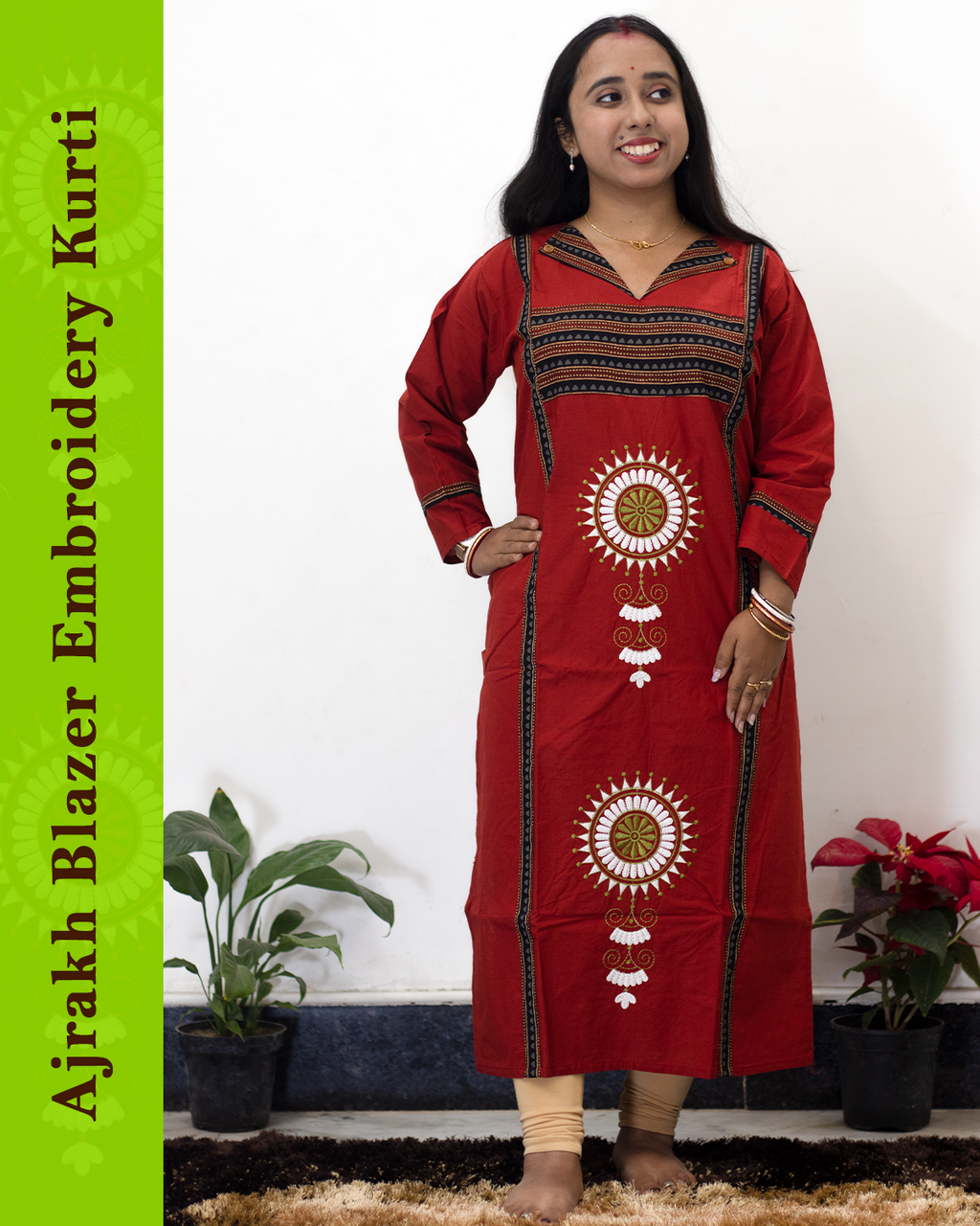 Ajrakh Blazer Embroidered Kurti