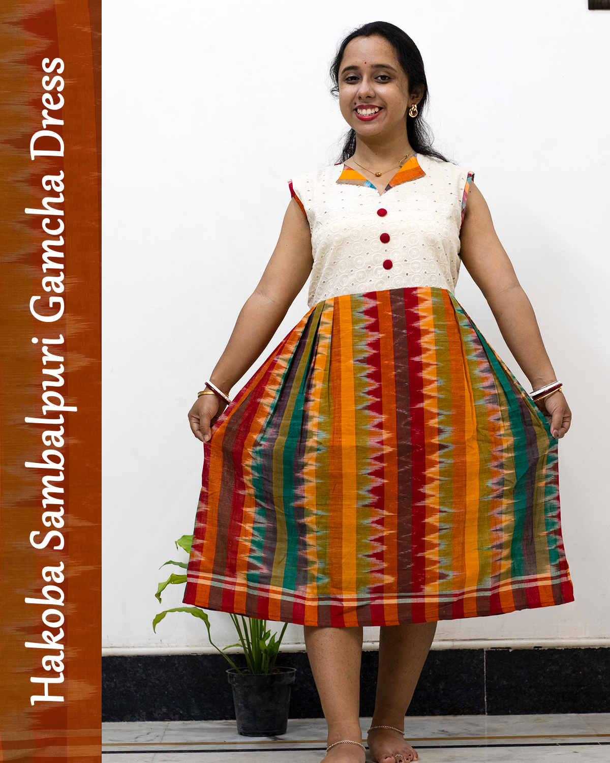 Hakoba Sambalpuri Gamcha Short Dress