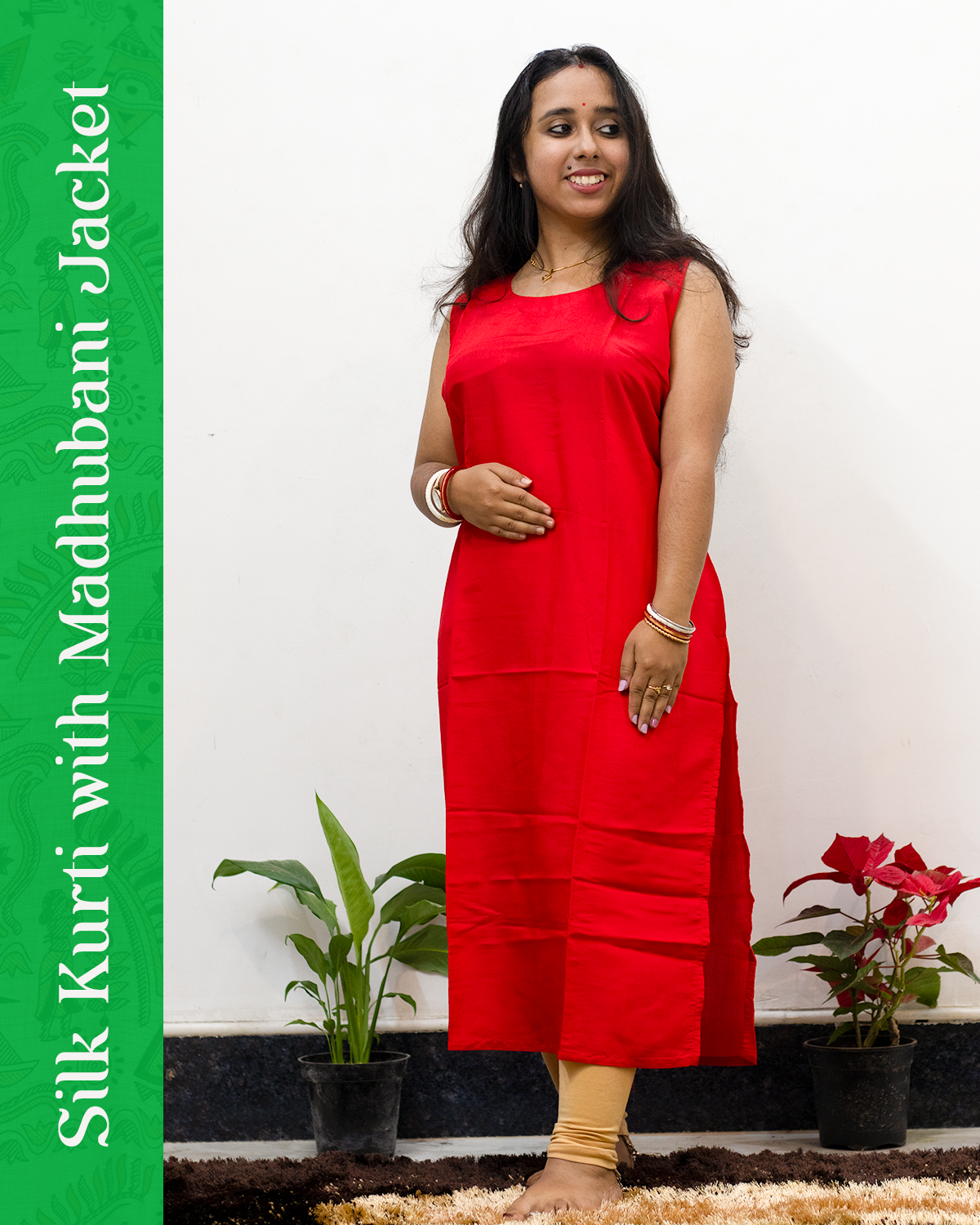 Silk Kurti with Madhubani Jacket