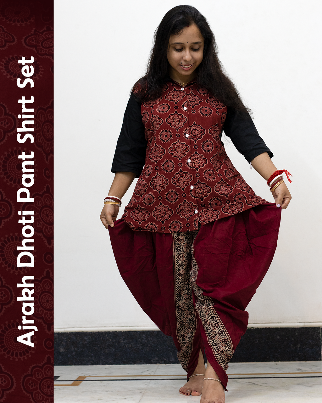 Ajrakh Dhoti Pant Shirt Set