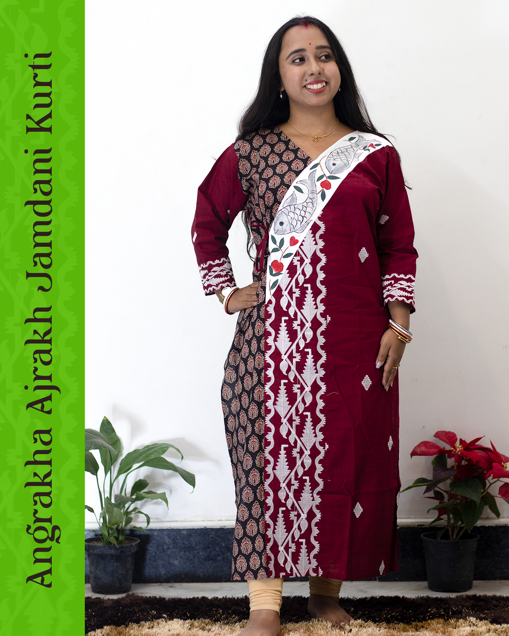 Angrakha Ajrakh Jamdani Kurti