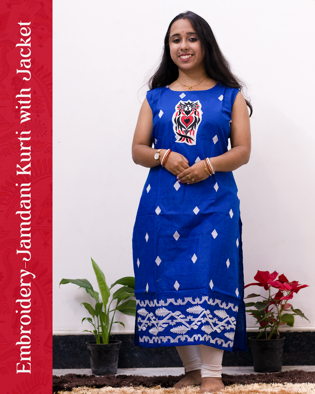 Embroidery Jamdani Kurti with Jacket