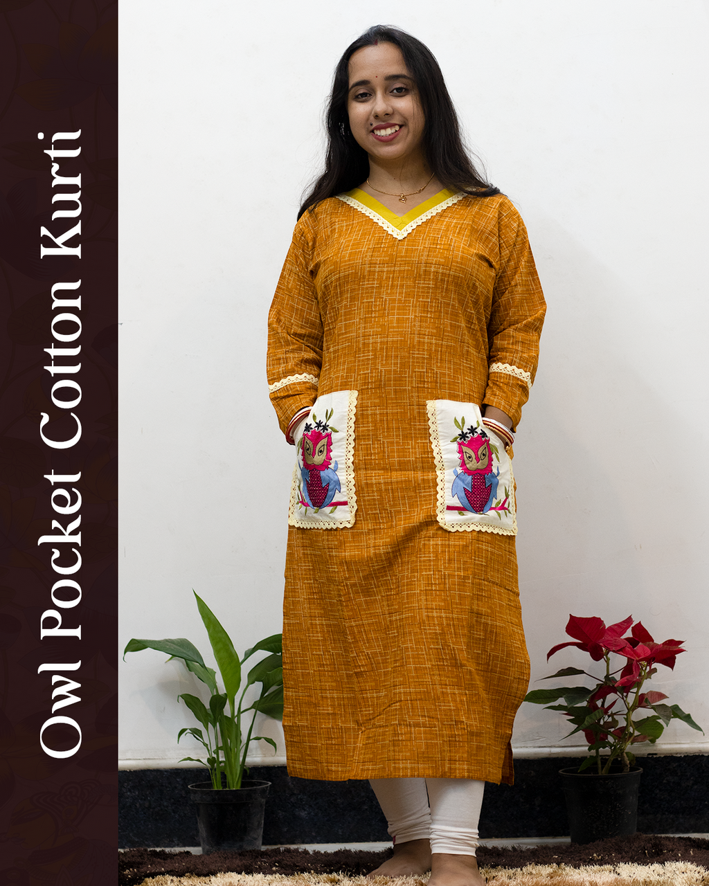 Owl Pocket Cotton Kurti
