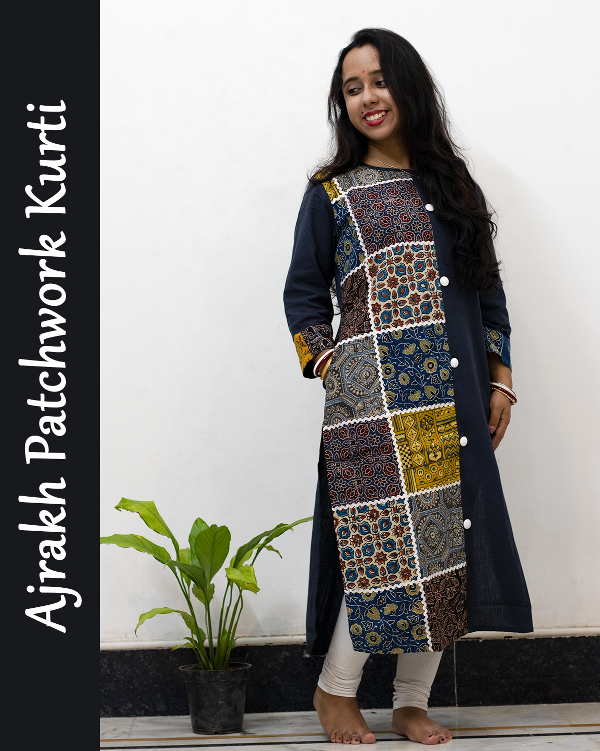 Ajrakh Patch with Lace Work Kurti