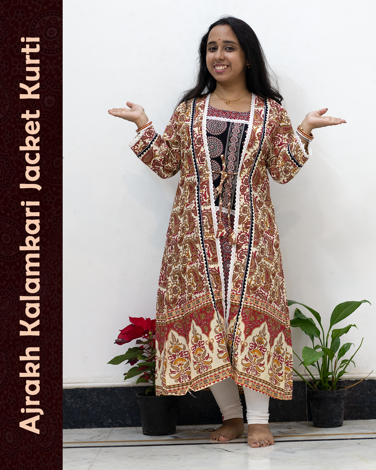 Ajrakh Kalamkari Jacket Kurti