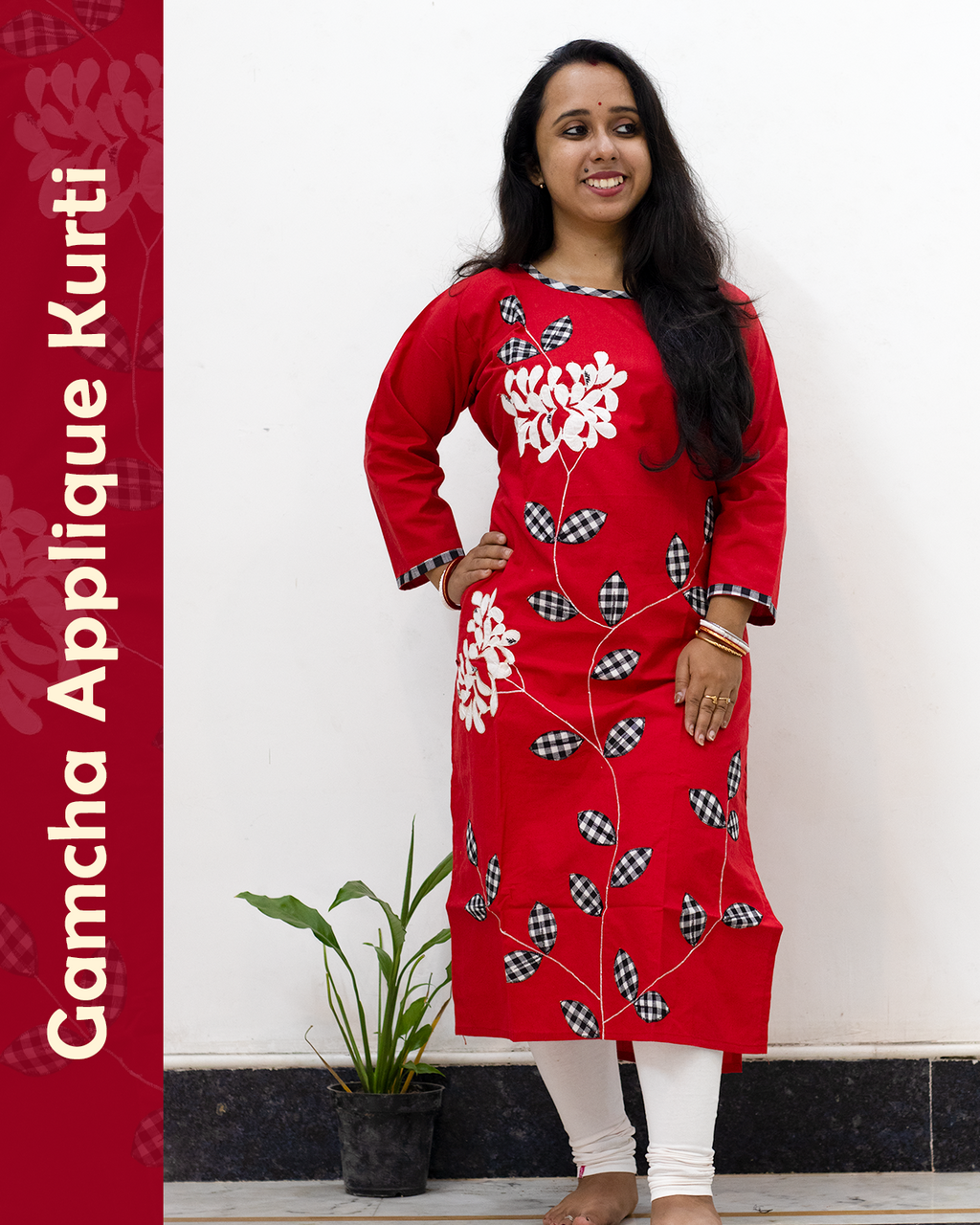 Gamcha Applique Kurti