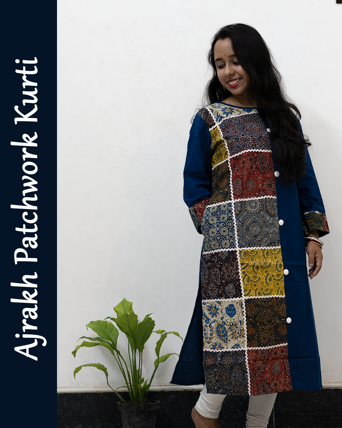 Ajrakh Patch with Lace Work Kurti
