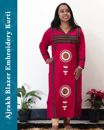 Ajrakh Blazer Embroidered Kurti