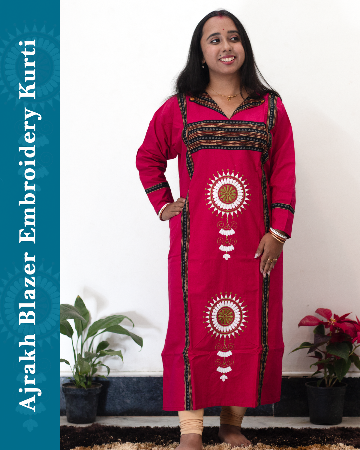 Ajrakh Blazer Embroidered Kurti