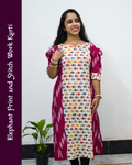 Elephant Print and Stitch Work Cotton Kurti