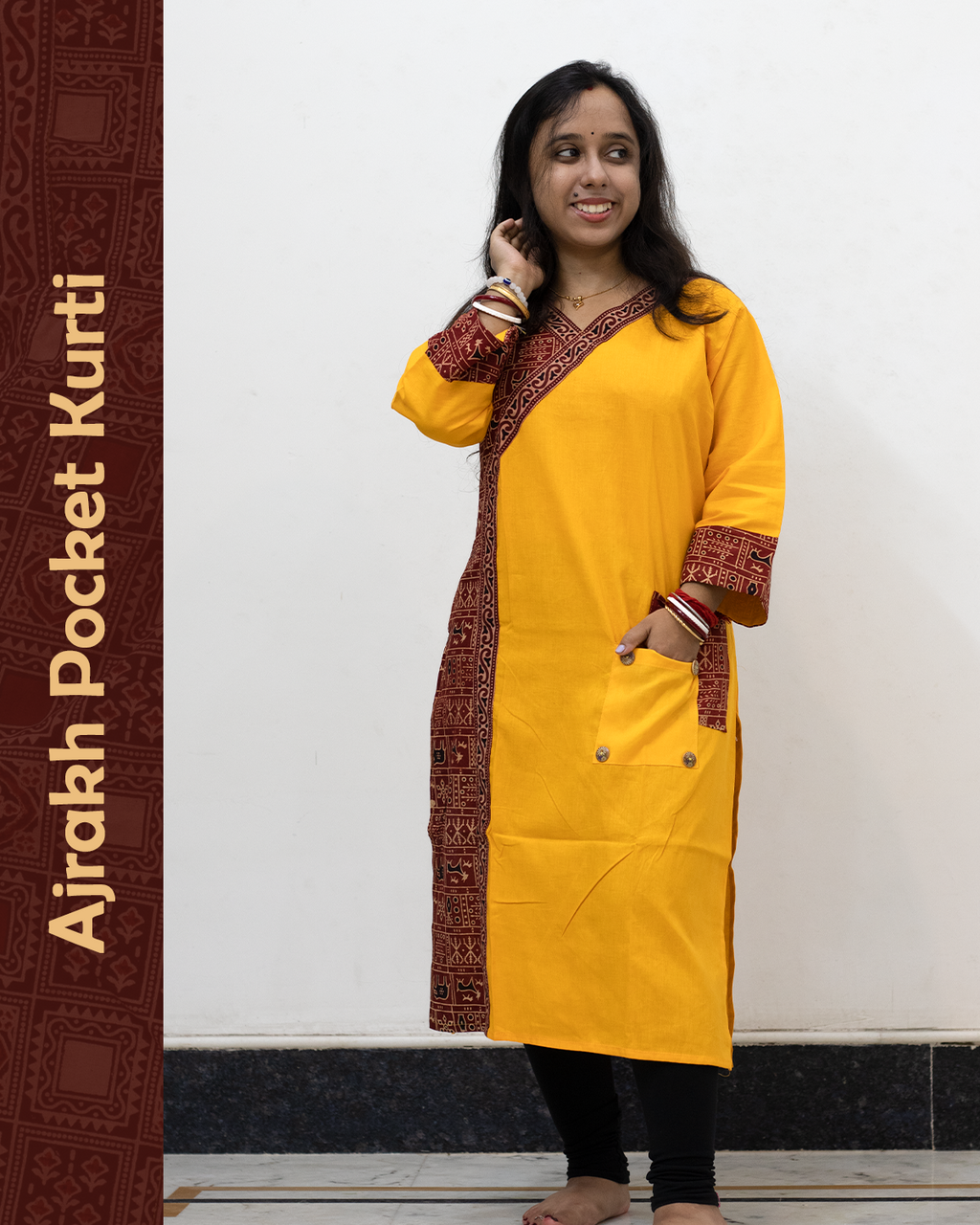 Ajrakh Angrakha Pocket Kurti