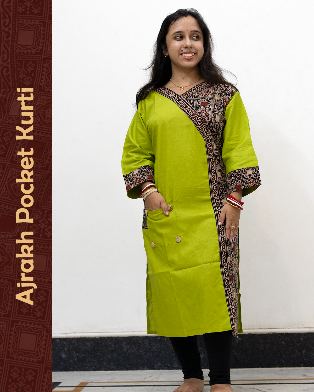 Ajrakh Angrakha Pocket Kurti