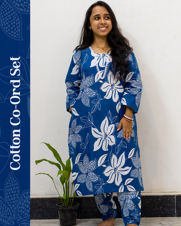 V Neck Cotton Co-Ord Set
