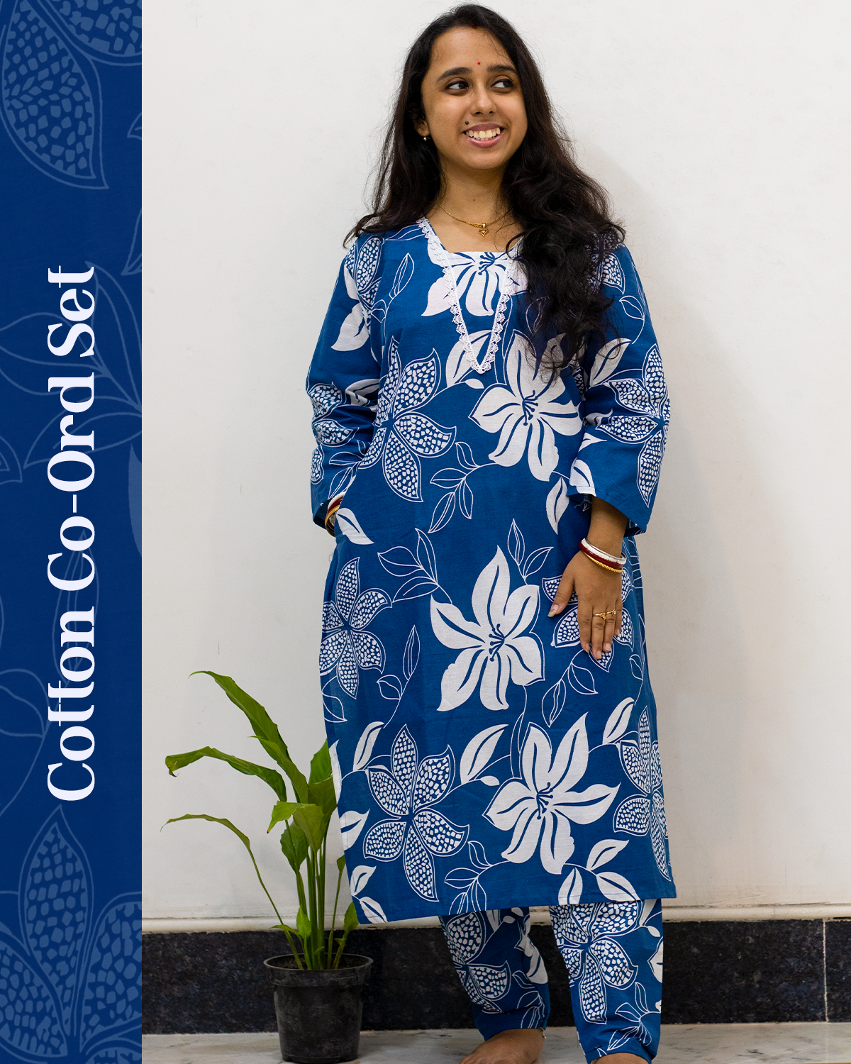 V Neck Cotton Co-Ord Set