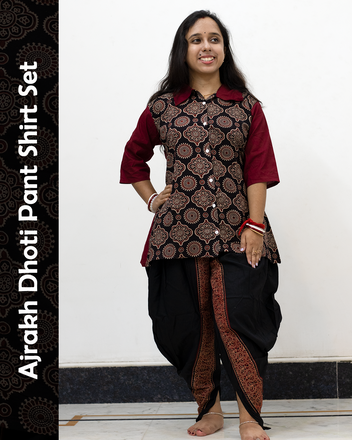 Ajrakh Dhoti Pant Shirt Set